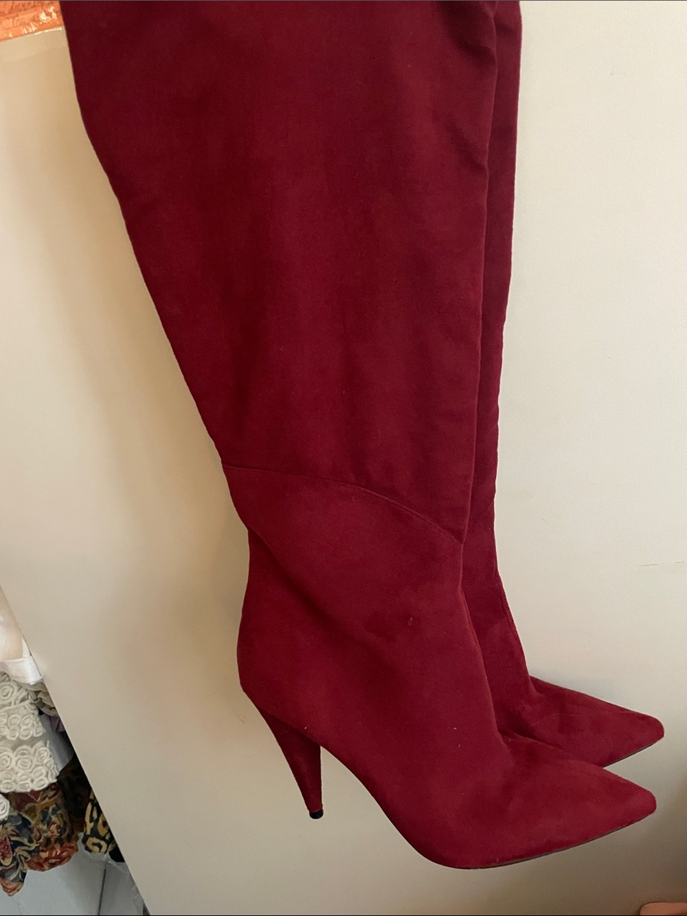 Jessica Simpson Wine Red Over-the-Knee Pointed Toe Stiletto Boots